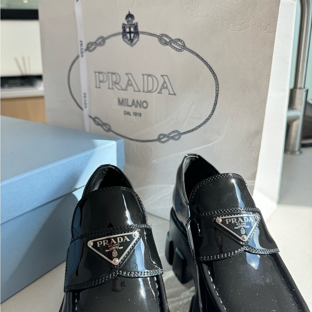 Prada Black Patent Leather Loafers - image 10